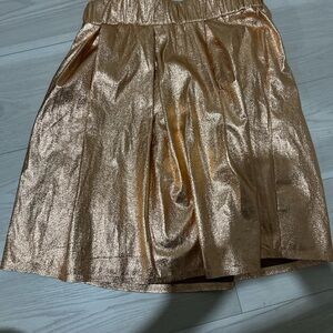 Anthropologie Metallic Rose Gold Pleated Skirt